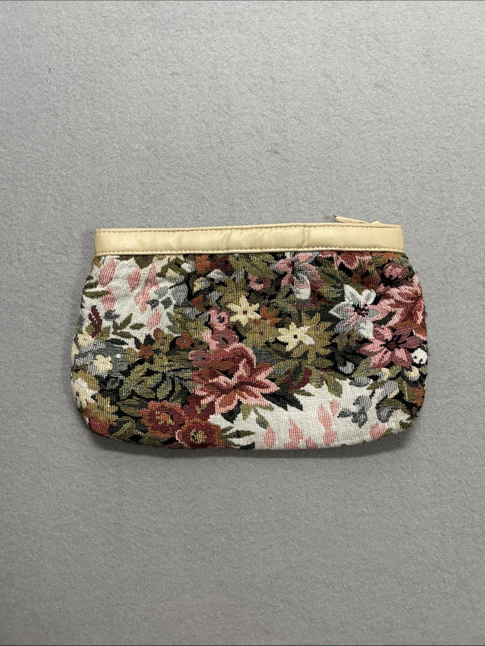 American Heritage Floral Tapestry Cosmetic Pouch with Cream Trim